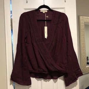 NWT Wrap Boho Shirt with Flare Sleeves